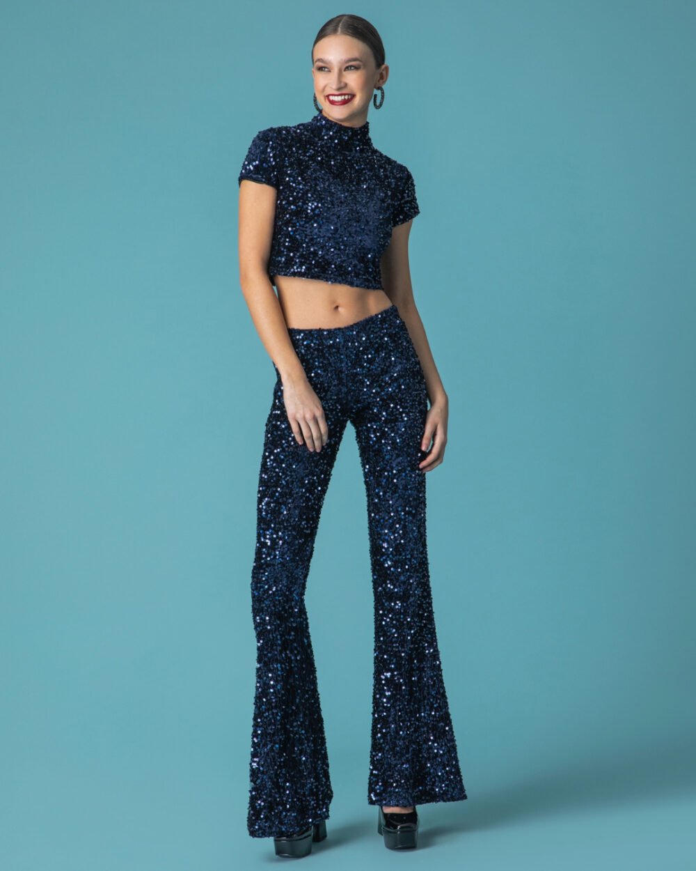 moutaki Sequinpants blue cukagr