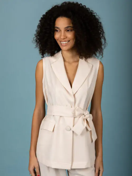 chaton Alessandro sleeveless blazer Ecru cukagr