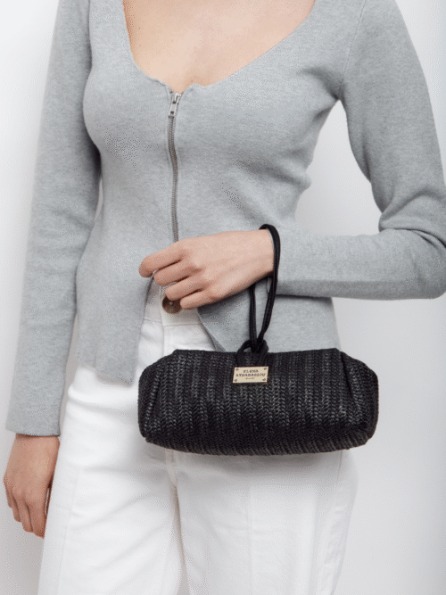 Elenaathanasiou Lunchbag Vegan Straw Black cukagr1