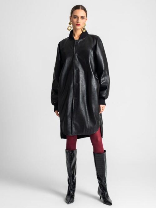 moutaki Παλτό ecoleather black cukagr
