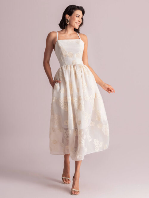 moutaki 260761 φόρεμα midi εκρού (2)