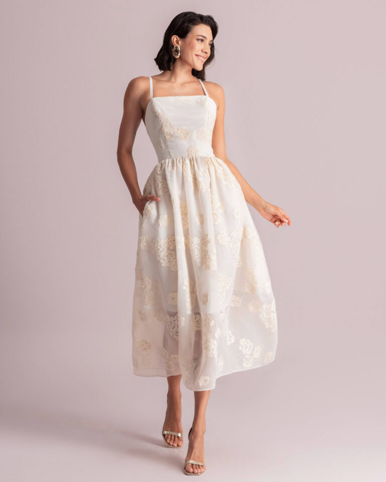 moutaki 260761 φόρεμα midi εκρού (2)