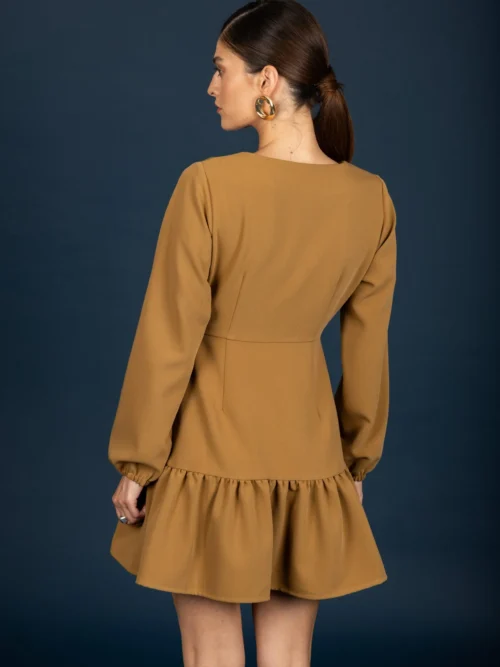 chaton cukagrAmy frill dress Camel1